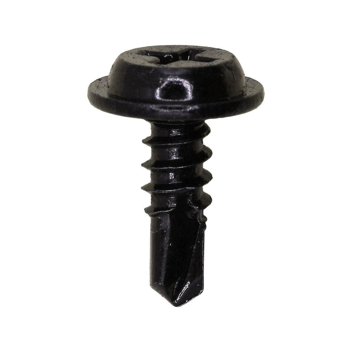 25 Pcs Tapping Screw 8 x 1/2 Phillips Flat Top Washer Head 13/32 Black Zinc