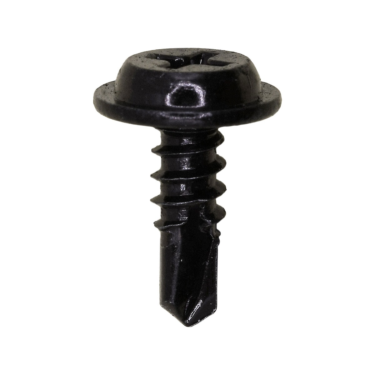 25 Pcs Tapping Screw 8 x 1/2 Phillips Flat Top Washer Head 13/32 Black Zinc
