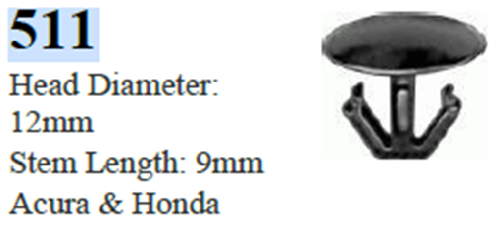 25 Pcs Bumper Push-type Retainer