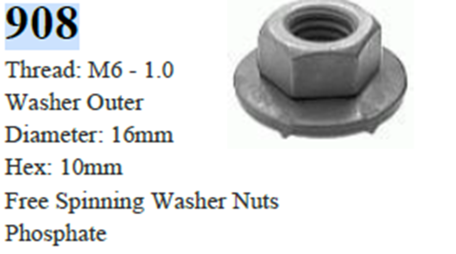 50 Pcs Thread: M6 - 1.0 Washer Free