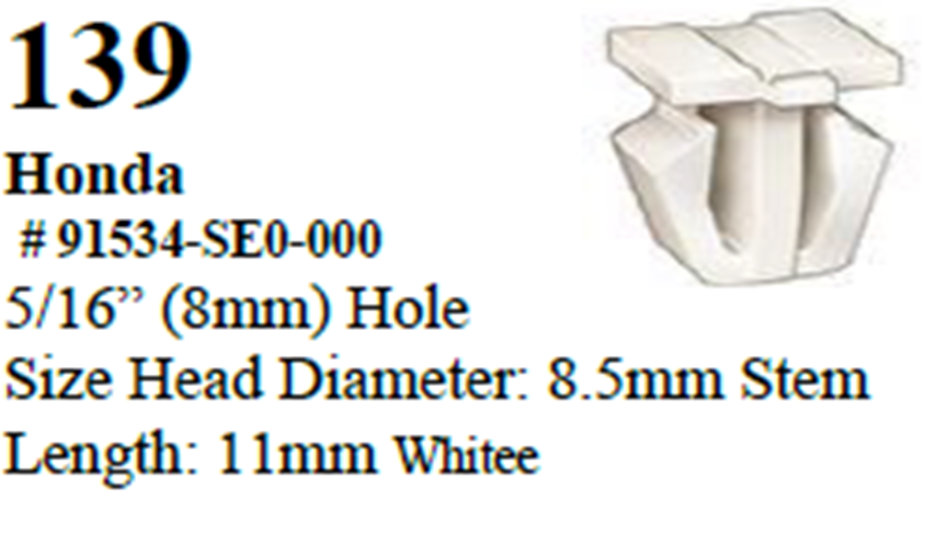 100 Pcs White Nylon Body Side Moulding