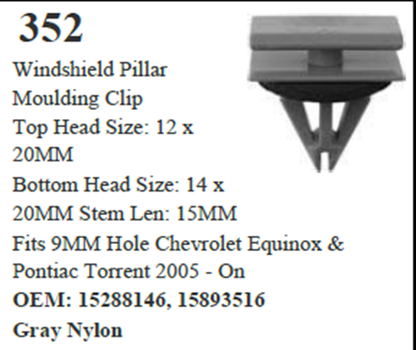 25 Pcs Windshield Pillar Moulding Clip