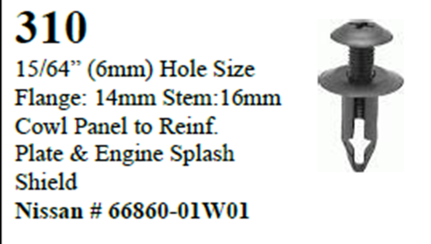 50 Pcs Cowl Panel Engine Splash Shield