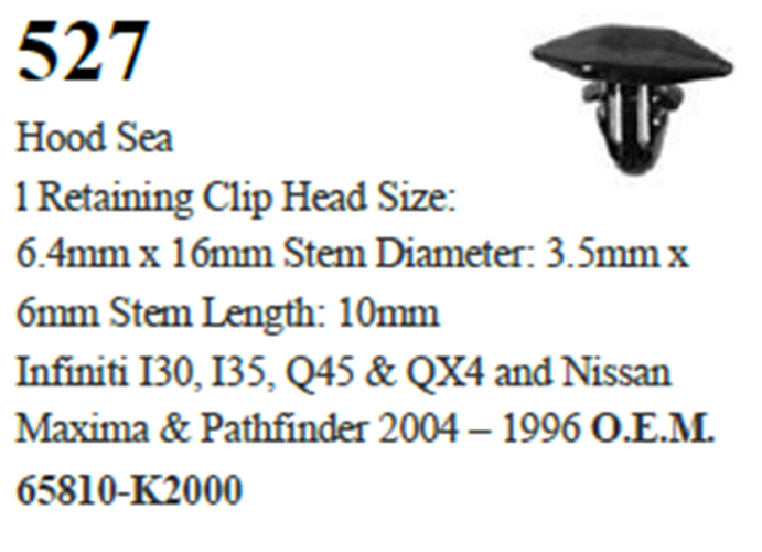 100 Pcs Hood Seal Retaining Fastener
