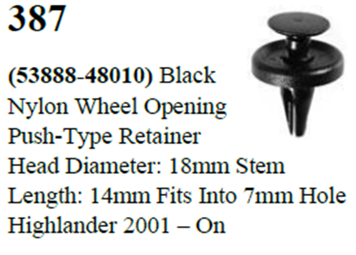 25 Pcs Wheel Opening Push-type Retainer